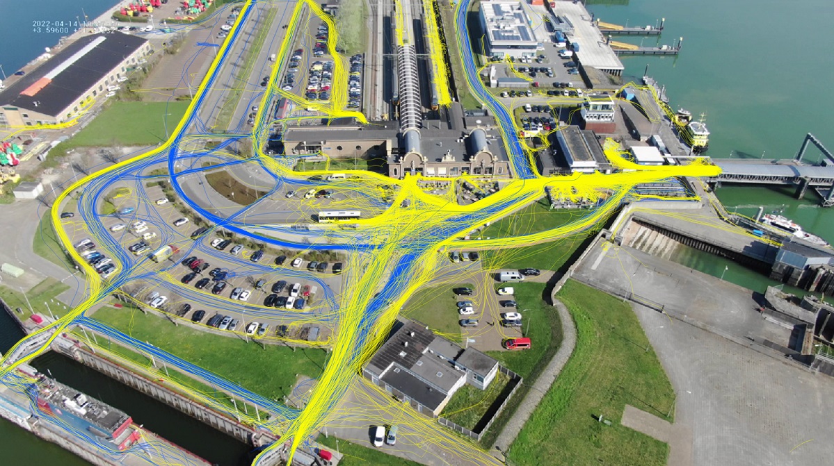 Verkeersonderzoek vanuit de lucht Stationsplein Vlissingen